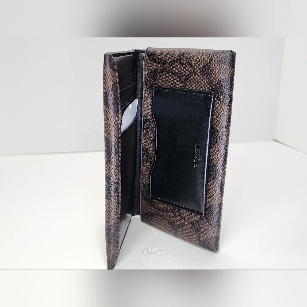 Coach Men's Leather/Coated Canvas Universal Phone Wallet *Brown/Black* NWOT